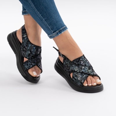 Pantofi Tip Sandale Piele Naturala Talpa Comoda T-8006-2 Negru