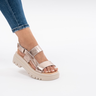 Pantofi Tip Sandale Piele Naturala Talpa Comoda T-8043 Roz