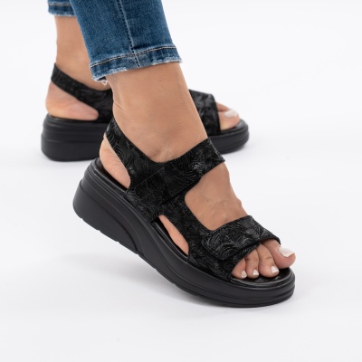Pantofi Tip Sandale Piele Naturala Talpa Comoda T-8051 Negru