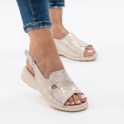 Pantofi Tip Sandale Piele Naturala Talpa Comoda T-8052 Bej