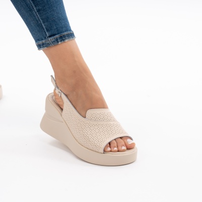 Pantofi Tip Sandale Piele Naturala Talpa Comoda T-8055-2 Bej