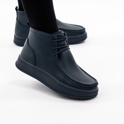 Ghete Imblanite Piele Naturala Albastre 232B