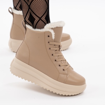 Ghete Piele Naturala Intoarsa Imblanite Talpa Striată Kahki F002-296