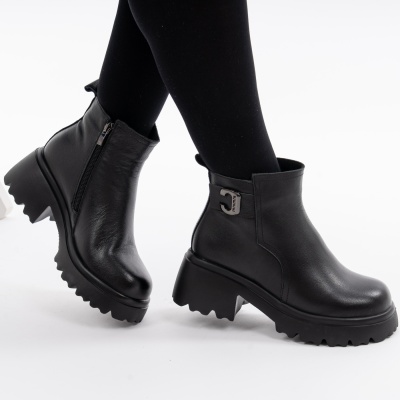Ghete Piele Naturala Negre 80830-6