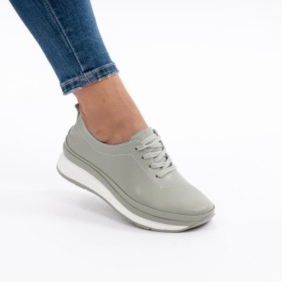Pantofi Casual Din Piele Naturala Kaki T-9001