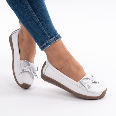 Pantofi Casual Piele Naturala Alb 581