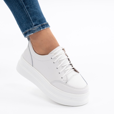 Pantofi Casual Piele Naturala Alb 9881