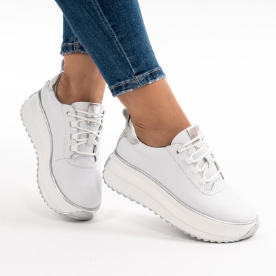 Pantofi Casual Piele Naturala Alb F002-290