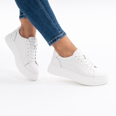 Pantofi Casual Piele Naturala Alb F002-408