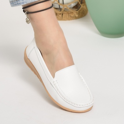 Pantofi Casual Piele Naturala Alb FZ2016