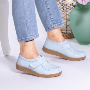 Pantofi Casual Piele Naturala Albastru Deschis WK 213