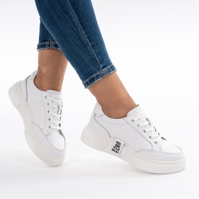 Pantofi Casual Piele Naturala Albi JY6821