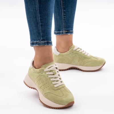 Pantofi Casual Piele Naturala Apple Green AN2598
