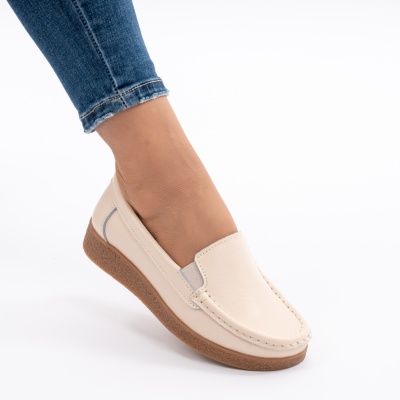 Pantofi Casual Piele Naturala Bej 1121-2