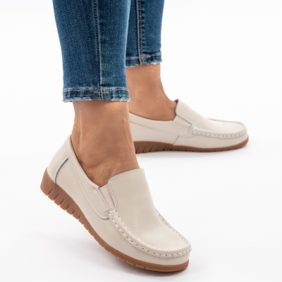 Pantofi Casual Piele Naturala Bej 1123
