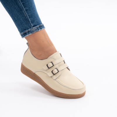 Pantofi Casual Piele Naturala Bej 8512