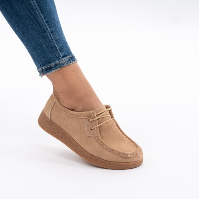 Pantofi Casual Piele Naturala Bej 8517-1