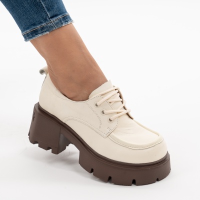 Pantofi Casual Piele Naturala Bej  AN50318