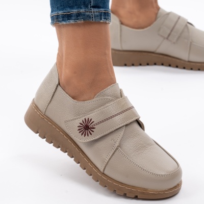 Pantofi Casual Piele Naturala Bej AN551