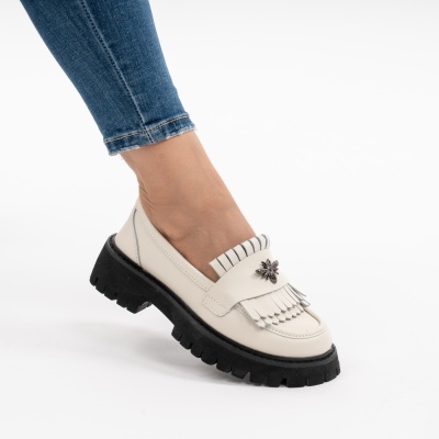 Pantofi Casual Piele Naturala Bej AN632