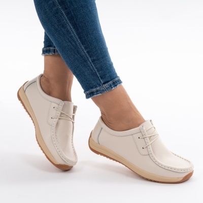 Pantofi Casual Piele Naturala Bej AN8517-5
