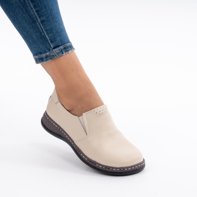 Pantofi Casual Piele Naturala Bej AP2115