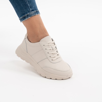 Pantofi Casual Piele Naturala Bej F001-972