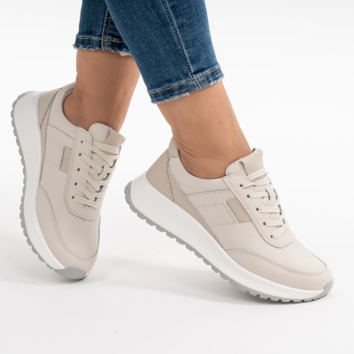 Pantofi Casual Piele Naturala Bej F001-973