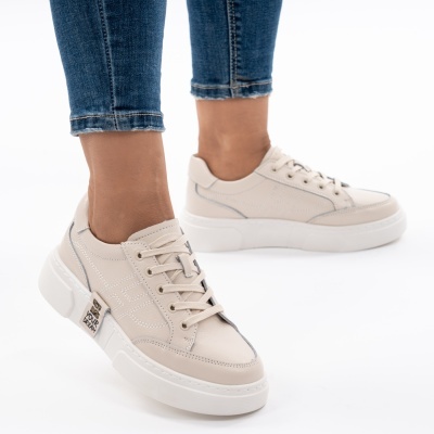Pantofi Casual Piele Naturala Bej JY6821