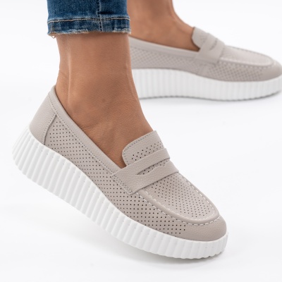 Pantofi Casual Piele Naturala Gri MM261
