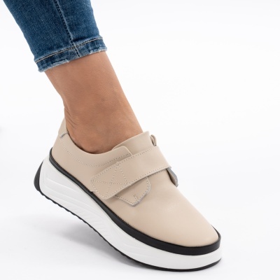 Pantofi Casual Piele Naturala Bej T6086