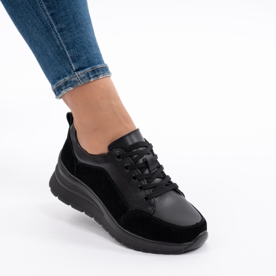 Pantofi Casual Piele Naturala Black T5100
