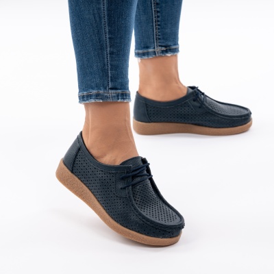 Pantofi Casual Piele Naturala Bleumarin 55-255