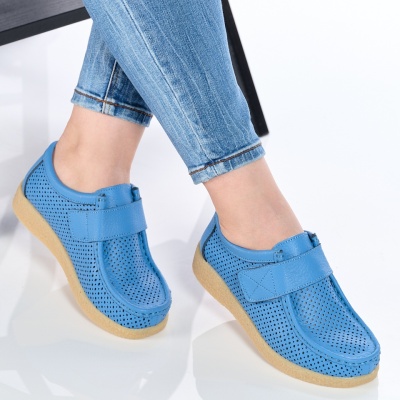 Pantofi Casual Piele Naturala Blue 55-266