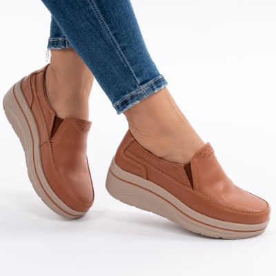 Pantofi Casual Piele Naturala Camel 1152