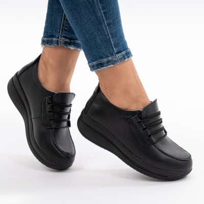 Pantofi Casual Piele Naturala F002-10 Negri