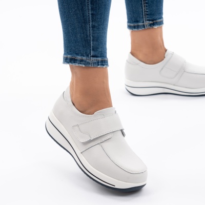 Pantofi Casual Piele Naturala F002-56 Alb