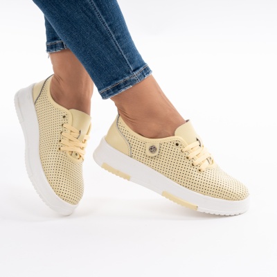 Pantofi Casual Piele Naturala Galben AN2308