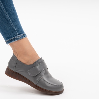 Pantofi Casual Piele Naturala Gri 1902
