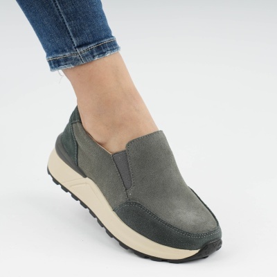Pantofi Casual Piele Naturala Gri AN379
