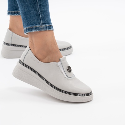 Pantofi Casual Piele Naturala Gri JY6709