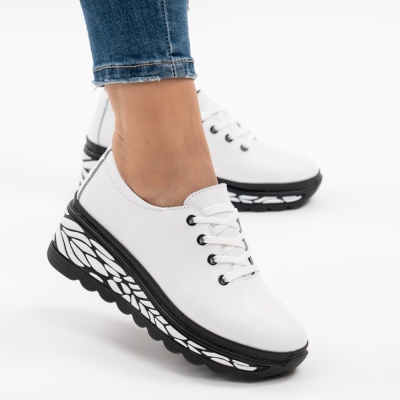Pantofi Casual Piele Naturala JY5096 Alb