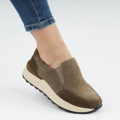 Pantofi Casual Piele Naturala Kahki AN379