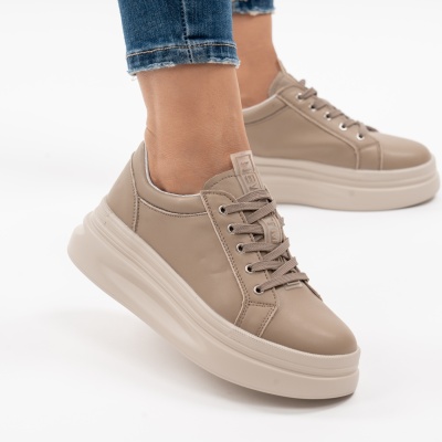 Pantofi Casual Piele Naturala Kahki AW468