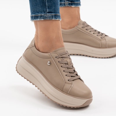 Pantofi Casual Piele Naturala Kahki F001-775