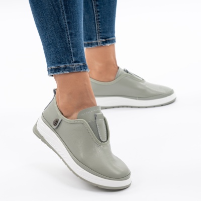 Pantofi Casual Piele Naturala Kaki Jy5671