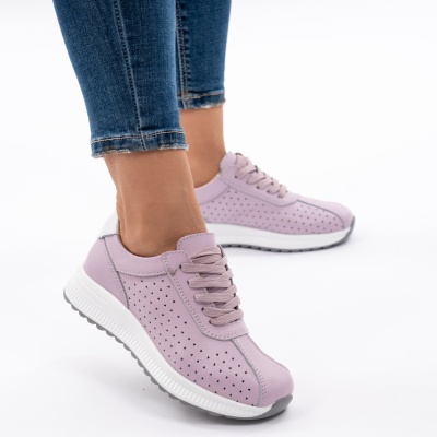 Pantofi Casual Piele Naturala Mov 523