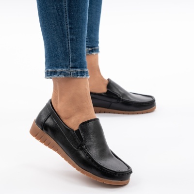 Pantofi Casual Piele Naturala Negri 1123