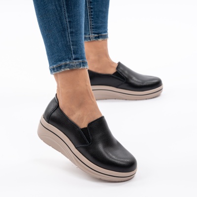 Pantofi Casual Piele Naturala Negri 1160