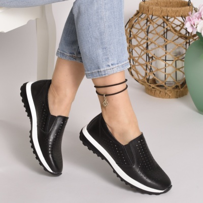 Pantofi Casual Piele Naturala Negri 689